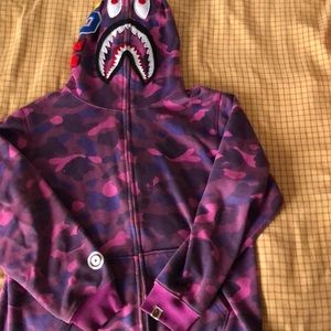 Bape Full Zip Shark Hoodie Purple